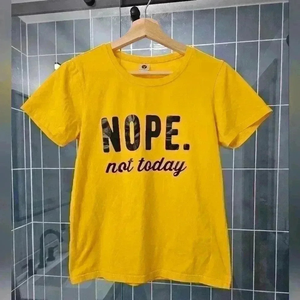 Yellow 'Nope. Not Today' Short Sleeve Graphic T-shirt